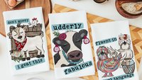 fluent in fowl language chicken kitchen towel, Mothers day gifts for mom, udderly awesome cow kitchen decor, birthday gifts for best friend