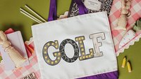 black leopard print cute golf tote bag for vacation, golf mom Mothers day gifts for golfers, golf tournament travel tote for women, golfing
