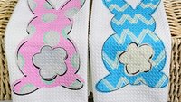 pink Easter bunny hand towels for bathroom blue Easter rabbit kitchen towels for decor, Easter basket stuffers for adults, Easter kitchen