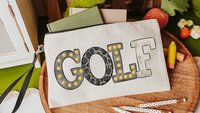 black leopard print golf bag accessory holder, marquee letters golf makeup bags for purse, golf mom Mothers day gifts for golfers, cute golf