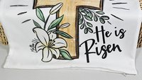 he is risen Easter cross Easter throw pillow covers 18x18, Matthew 28:6 Christian Easter decor gift, religious decorative pillows for couch