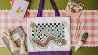 retro teacher tote bag for school, groovy teacher appreciation week gifts for women, reusable shopping bag, cute teacher gifts for coworkers