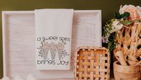 a sweet spirit brings joy ice cream kitchen towel, Christian gifts for best friends, faith based housewarming gifts for her, bathroom hand
