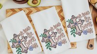 oh how he loves us Christian kitchen towels wedding gifts for godchild, faith gift for her, floral hand towels for bathroom, prayer warrior