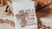 floral cross kitchen towel, faith in God LDS decor, Christian gifts for friends, faith based housewarming gifts for women, guest bathroom