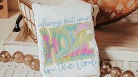 hope in the Lord kitchen towels, religious kitchen decor, faith gifts for her, Bible verse Christian gifts for women inspirational hand