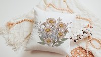 sweet pea throw pillows for couch boho daisy gifts for women, April birth flower gifts for friends, April kitchen towels for gifts, best