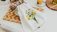 custom birth flower throw pillow for sofa, daffodil kitchen towel, March birthday gifts for women, plant mom gift, cottagecore room decor