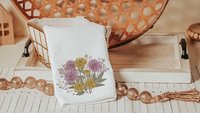 chrysanthemum kitchen towels, fall mums hand towels for powder room, November birth flower gifts for women, November birthday gifts for her