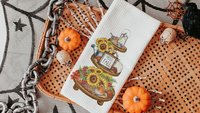 hello fall kitchen towels, fall host gift, sunflower kitchen decor, autumn kitchen hand towels, fall style gift, sunflower gifts for friend