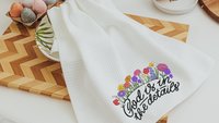 God is in the details wildflower kitchen towels for bridal shower, Christian kitchen finds, faith gifts for her, floral kitchen decor, guest