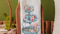 nautical kitchen towels summer kitchen tea towels for friends, beach cottage hostess gifts for women, guest bathroom hand towels, coastal