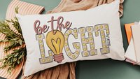 be the light inspirational Christian lumbar pillow covers 12 x 20, Matthew 5:14 Bible verse throw pillows for girls room, scripture gift for