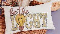 be the light inspirational Christian lumbar pillow covers 12 x 20, Matthew 5:14 Bible verse throw pillows for girls room, scripture gift for