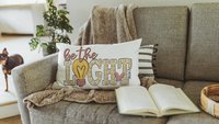 be the light inspirational Christian lumbar pillow covers 12 x 20, Matthew 5:14 Bible verse throw pillows for girls room, scripture gift for
