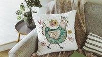 chicken mom floral throw pillow covers 18x18, cute chicken decor kitchen towels for gifts, Spring decor for home, crazy chicken lady gifts