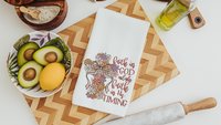 floral cross kitchen towel, faith in God LDS decor, Christian gifts for friends, faith based housewarming gifts for women, guest bathroom