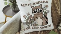 my flabbers have been gasted funny throw pillows for couch, cute but feral raccoon gift for women, college dorm decor for girls, snarky