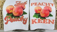 just peachy kitchen towels, Southern home decor, peachy keen kitchen hand towels, peach kitchen decor, Georgia gifts cute housewarming gifts