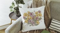 purple violet throw pillow for couch floral decorative pillows for sofa, February birthday kitchen towels, February birth flower gifts for