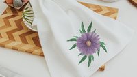 purple aster throw pillows for couch, September birth flower gift for friend, September birthday gifts for sister, aster flower hand towels