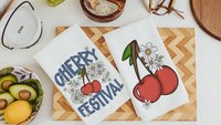 cherry festival fruit kitchen towels for summer hand towels for bathroom, cherry kitchen decor, Michigan gifts for adults, trendy kitchen