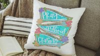 pray without ceasing tea towel for friend, scripture throw pillow for bed, 1 Thessalonians 5:17 Bible verse kitchen decor, Christian gifts