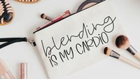 blending is my cardio funny makeup bag for women, makeup artist gift, beauty gift box fillers, cosmetic bag for purse, teenage girl gifts