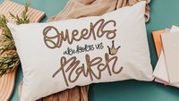 queens are born in March sassy throw pillows for bed, fun lumbar pillow cover 12x20, March birthday gifts for girls, college gifts for best