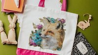 watercolor fox tote bag teacher gifts for women, floral fox gifts for sisters, library tote for books, college gifts for girls, eco friendly