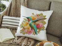 Watercolor Hummingbird Throw Pillow