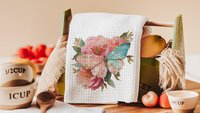 blush pink butterfly throw pillows for dorm, watercolor flower kitchen towels for sister, college apartment gift for best friend, muted teal