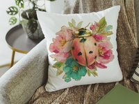 Watercolor Ladybug Throw Pillow