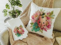Watercolor Ladybug Throw Pillow