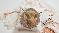 highland cow throw pillows for couch floral decorative pillows for nursery, secret Santa gifts for her, cute cow gifts for cow lovers, best