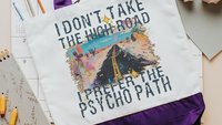 why take the high road funny tote bag unique gifts for best friends, I prefer the psychopath sarcastic gifts for coworkers, snarky tote for