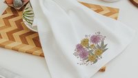 chrysanthemum kitchen towels, fall mums hand towels for powder room, November birth flower gifts for women, November birthday gifts for her