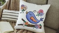cute birdhouse floral throw pillow covers 18x18, bird lover gifts, Spring decor for home, bluebird kitchen towels for gifts, gardener gift