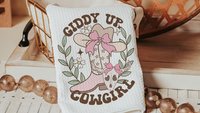 cowgirl coquette throw pillows for bed light pink western nursery decor girl, country girl kitchen towels for friends, cute Christmas gifts