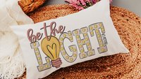 be the light inspirational Christian lumbar pillow covers 12 x 20, Matthew 5:14 Bible verse throw pillows for girls room, scripture gift for
