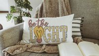 be the light inspirational Christian lumbar pillow covers 12 x 20, Matthew 5:14 Bible verse throw pillows for girls room, scripture gift for