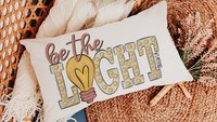 be the light inspirational Christian lumbar pillow covers 12 x 20, Matthew 5:14 Bible verse throw pillows for girls room, scripture gift for