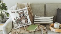 my flabbers have been gasted funny throw pillows for couch, cute but feral raccoon gift for women, college dorm decor for girls, snarky