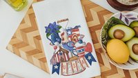 prim Americana kitchen towels, 4th of July kitchen decor, patriotic gifts for women, red white and blue primitive USA hand towel for kitchen