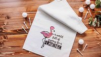 be a flamingo inspirational golf towels with grommet, cute golf bag accessories for women, funny golf gifts for ladies, flamingo gifts for