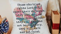 they will soar on wings like eagles scripture throw pillows for couch, Isaiah 40:31 Bible verse gifts for men, Christian patriotic decor for
