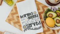 karma you get what get funny kitchen towel, sarcastic gifts for women, snarky kitchen decor, bestie birthday gifts for her, sassy home decor