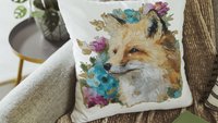 watercolor fox throw pillow for dorm, floral fox kitchen towels, college apartment decor, fox gifts for women, college gifts for girls, best