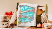 pray without ceasing tea towel for friend, scripture throw pillow for bed, 1 Thessalonians 5:17 Bible verse kitchen decor, Christian gifts