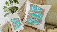 walk by faith scripture throw pillow for couch, 2 Corinthians 5:7 Bible verse kitchen decor, Christian gifts for women sisters in Christ
